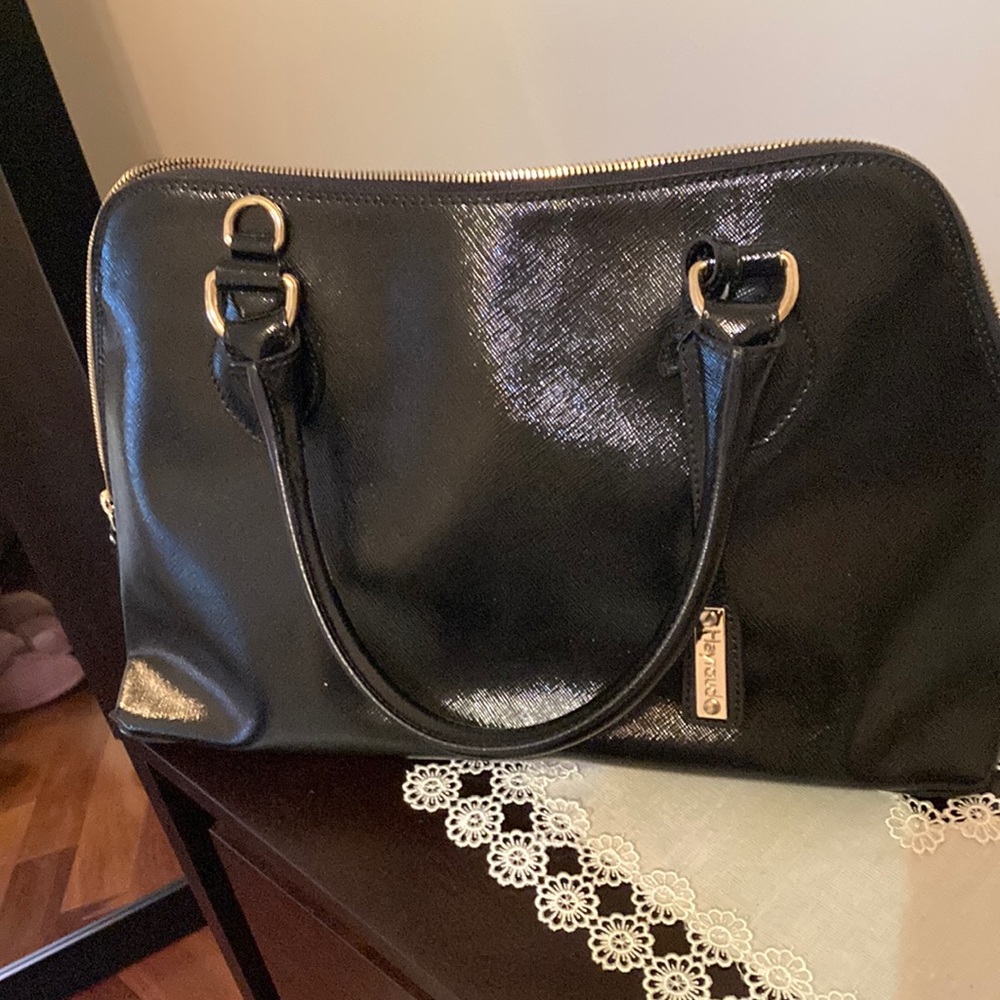 Black tote handbag